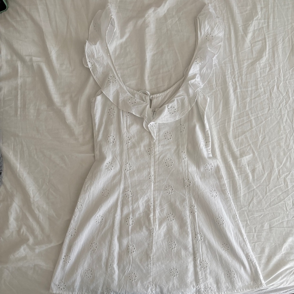 100% LINEN Princess Polly White Mini Dress - Picture 8 of 12